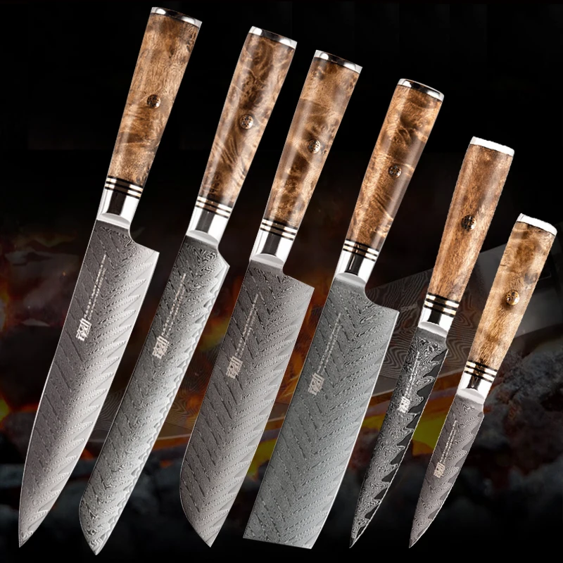 62HRC Japanese chef Knives Damascus Knife, kitchen knife Damascus VG10 Stainless Steel Knives 67 Layer Shadow wood copper nail