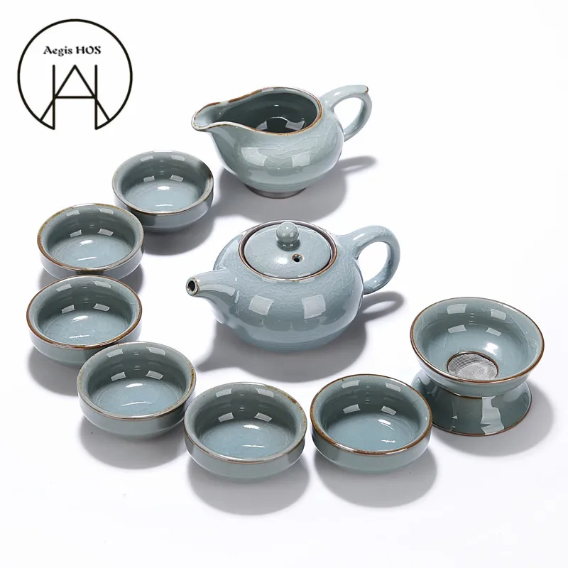 

12PCS Travel Portable Tea Set Kiln ice crack fast Cup 2 pots 6 cups Kung Fu teaset boutique luxury gift ceramic tea cups teapot