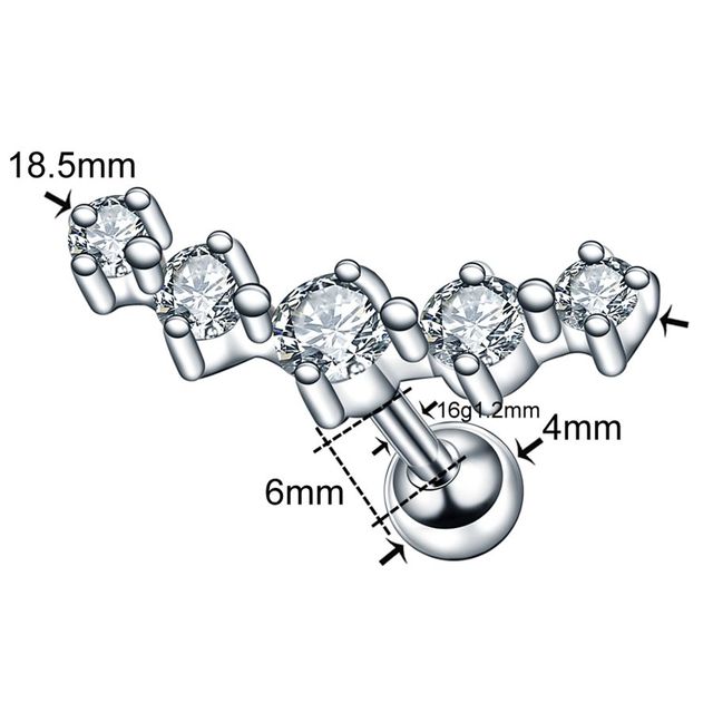 Steel Crystal Flower Ear Cartilage Helix Orelha Ear Stud Tragus Barbell Piercing Labret Lip Rings Sexy Charming Jewelry 16G