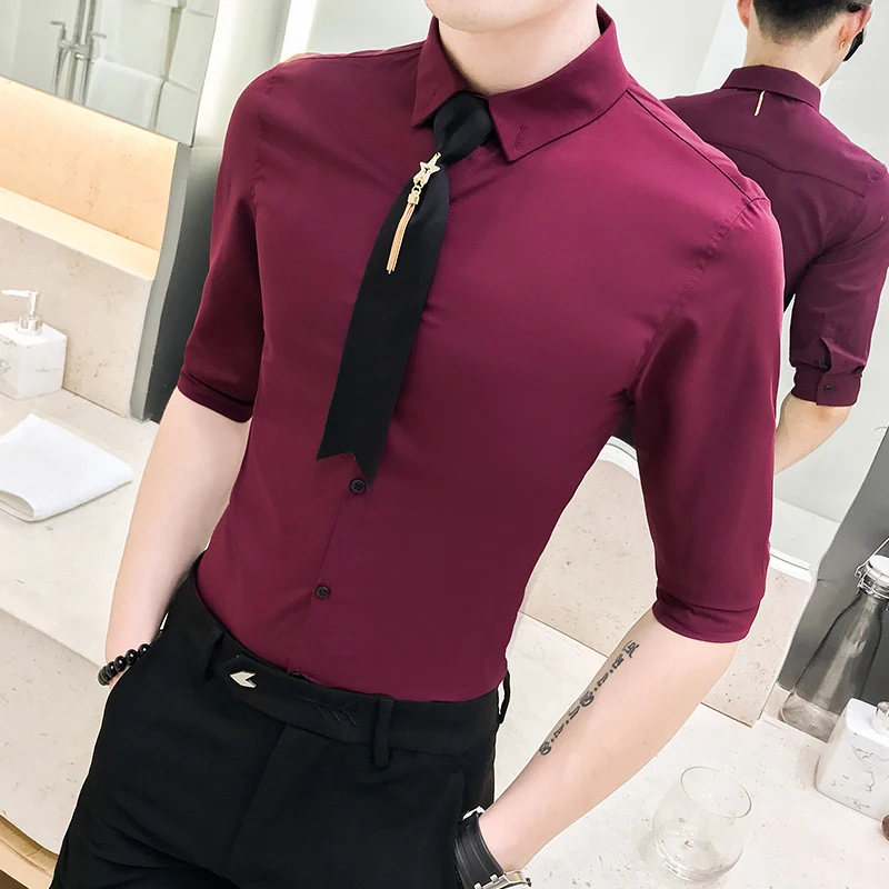 

High Quality Men Shirt Brand New 2019 Streetwear Shirt Men Half Sleeve Summer Gentlemen Shirt Dress camisa hombre 5XL-M