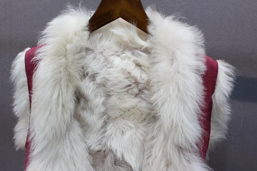 ladies genuine leather and sheep fur waistcoat (2)