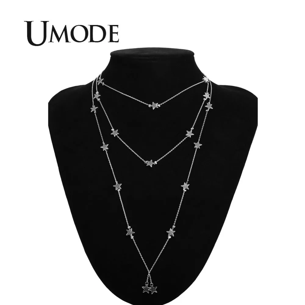 UMODE звезда длинная Золотая многослойная цепочка богемное ожерелье и кулоны женские винтажные модные украшения аксессуары для девочек UN0345