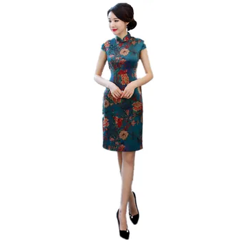

Shanghai Story 2018 Short Cheongsam New Chinese Vintage style Improved Daily National Wind Retro Qipao Dress Slim Female