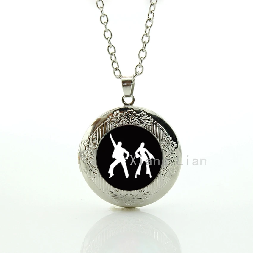 

Fashion interesting Duet Dance plated silver locket necklace charming colored dancing art picture jewelry new dancer gifts DC041