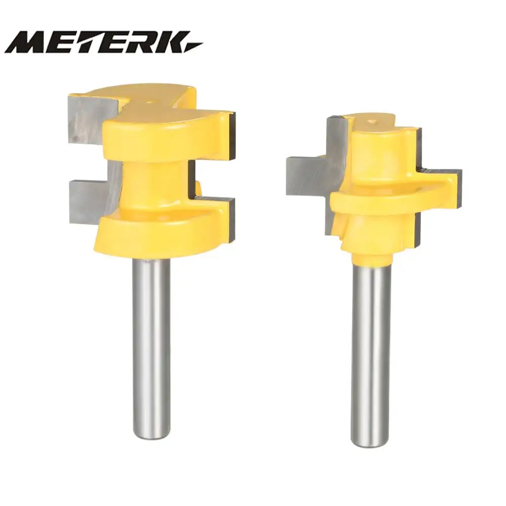 2 Pcs Tongue and Groove Router Bits Set 3 Teeth T Shape Wood Milling Cutter