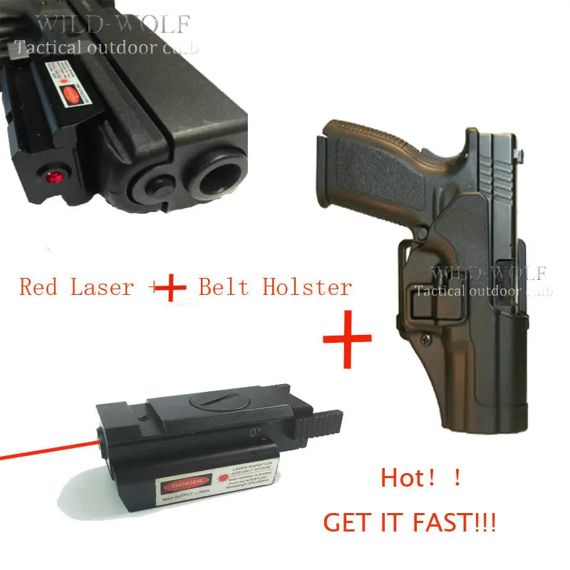 Tático com Mini Laser para Pistola 19 com Parte Trilho de 20mm Coldre Ponto Vermelho Mira Brink 17 18 Frontal Inferior Cqc