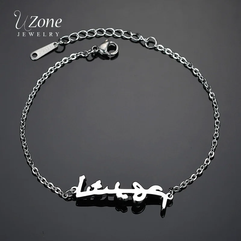 UZone из нержавеющей стали индивидуальный именной браслет для женщин Арабский именной браслет табличка Подарочное кольцо