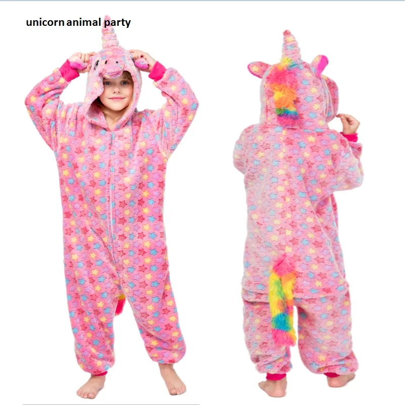 

Child Kigurumi Onesies Cosplay animal Cartoon Five-pointed star pink unicorn Pajamas Costumes Sleepwear halloween carnival party