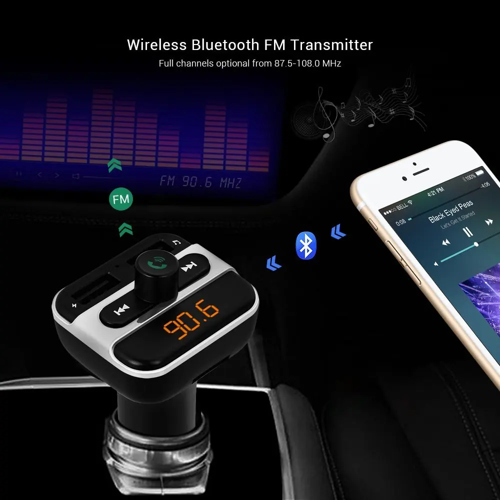 Горячая распродажа! Bluetooth Car Kit громкой связи с fm-передатчик 2USB автомобильное зарядное устройство TF/USB MP3 музыкальный плеер Поддержка 1 г-32 г