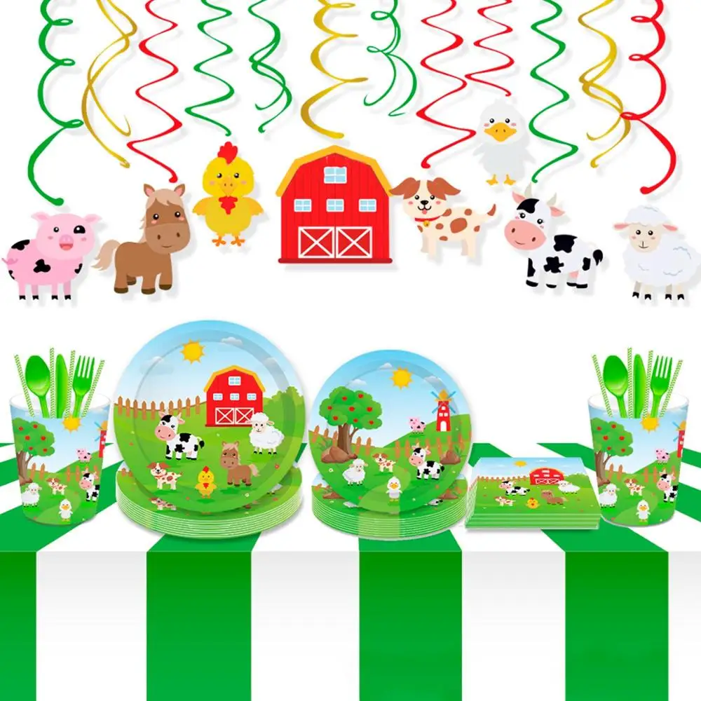 FENGRISE Farm Animal Birthday Party Supplies Safari Party Paper Napkins Jungle Birthday Disposable Tableware Jungle Party Plate