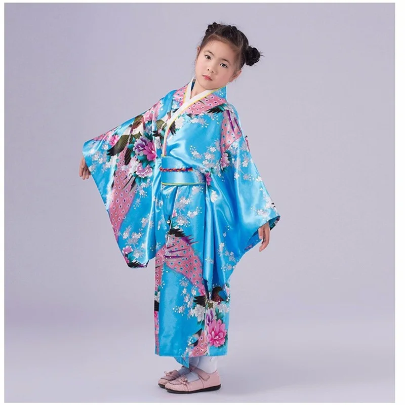 Fashionable Japanese Girl Kimono Dress Children Yukata Kid Girl Stage
