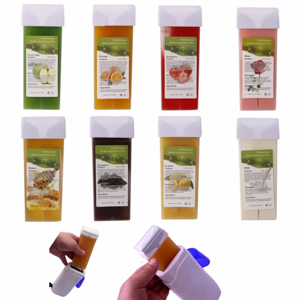 

Random Color Fry's Store 8 Styles 100g Roll on Hot Depilatory Wax Cartridge Heater Waxing Hair Removal for Dropshipping