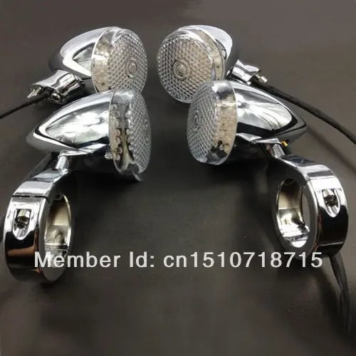 

Free Shipping 4x LED 41MM Motorcycle Chrome Turn Signal Indicator Light For Harley Chopper Cafe Racer