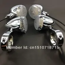 Бесплатная доставка 4x из светодиодов 41 мм мотоцикл сигнала поворота хром лампа Harley чоппер кафе гонщик
