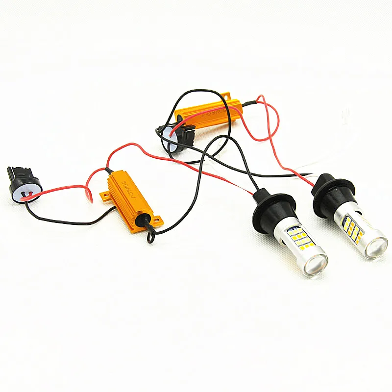 Dianshi 2 шт. T20 7440 2835 42SMD 20 Вт Автомобильный светодиодный DRL Дневной ходовой светильник двухцветная лампа поворотного сигнала