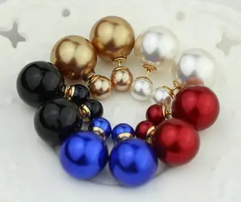 

2018 New Arriver Shell Earrings White Color Two Beads South Sea Shell Pearl Earrings Size:8-15mm Hot Sale Jewelry