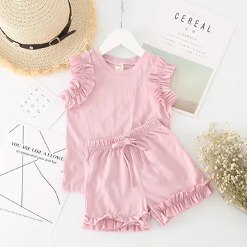 

2018 new girls short-sleeved summer new joker two-piece girls outfits girl clothes