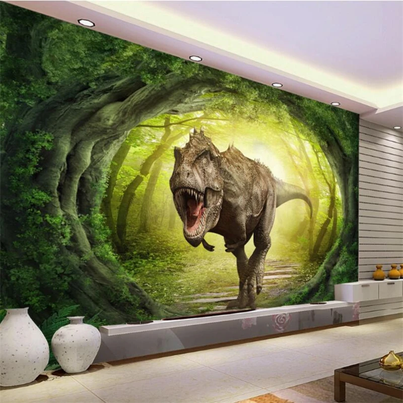 Большой заказ обои 3D Динозавр мир пейзаж лес ТВ фон стены украшение дома