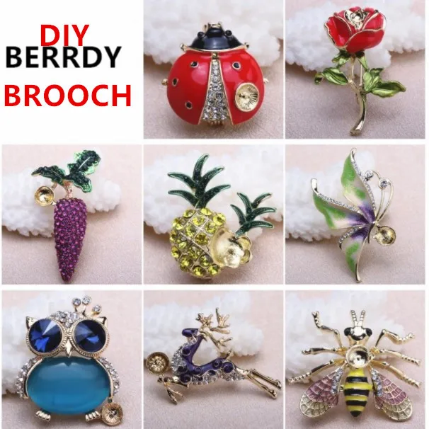 MIX STYLE Fashion Pearl Brooch Mountings Brooch Findings Animal Fruit