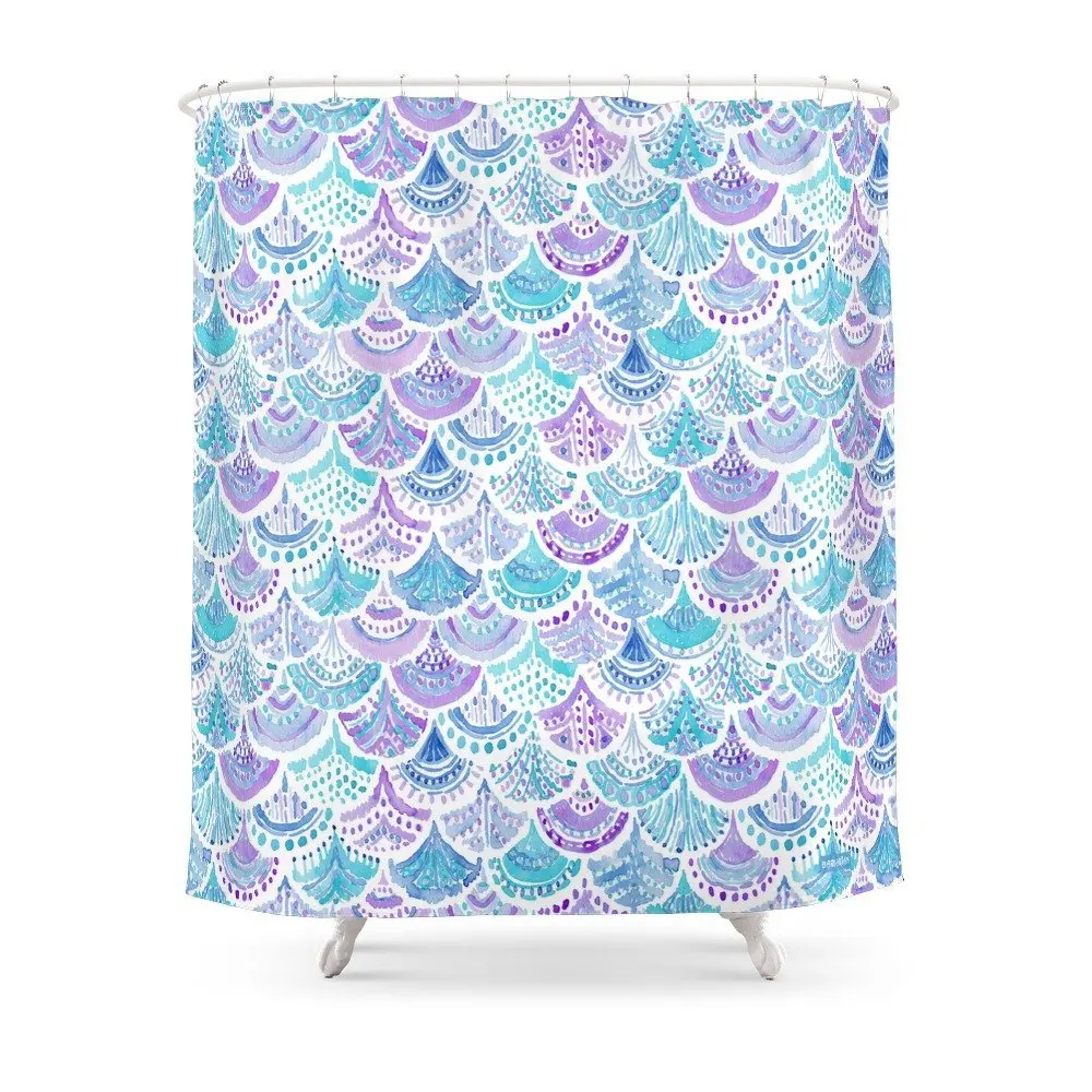 

Mystical MERMAID DAYDREAMS Watercolor Scales Shower Curtain