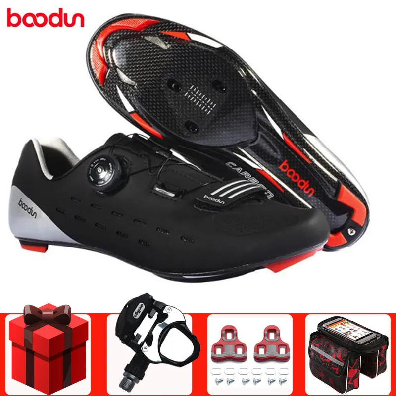 

Boodun carbon fiber Road Bike cycling shoes men sneakers add pedal set sapatilha ciclismo ultralight breathable non-slip bicycle