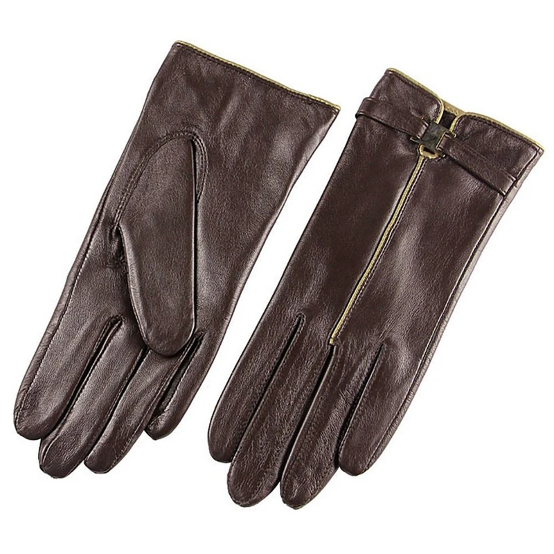 NEW 2014 winter sheepskin Genuine leather gloves womens wrist winter gloves swallow-tailed black mittens L050PC