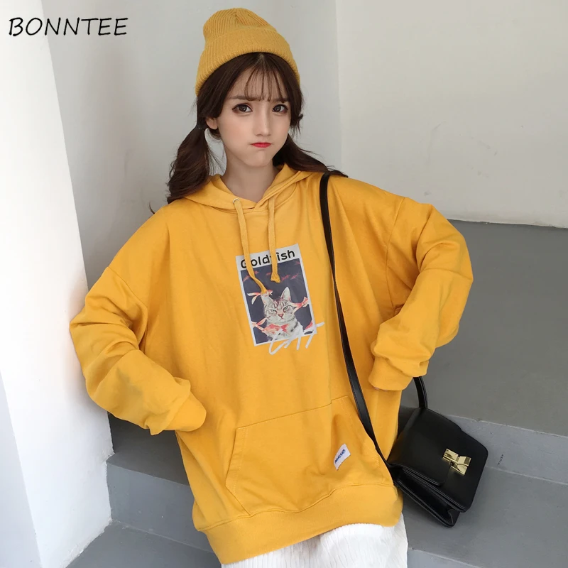 

Hoodies Women Korean Style All-match Fashion Daily Simple Womens Clothing Hooded Thickening Casual Loose High Quality Autumn New