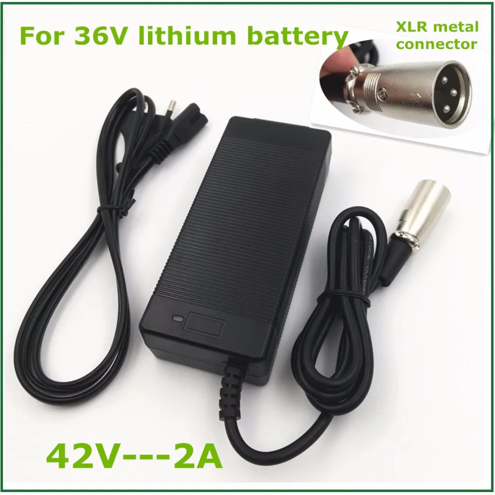 36V charager 42V2A electric bike lithium battery charger for 36V lithium battery pack with XLR Socket/connector good quality 36V charager 42V2A electric bike lithium battery charger for 36V lithium battery pack with XLR Socket/connector good quality