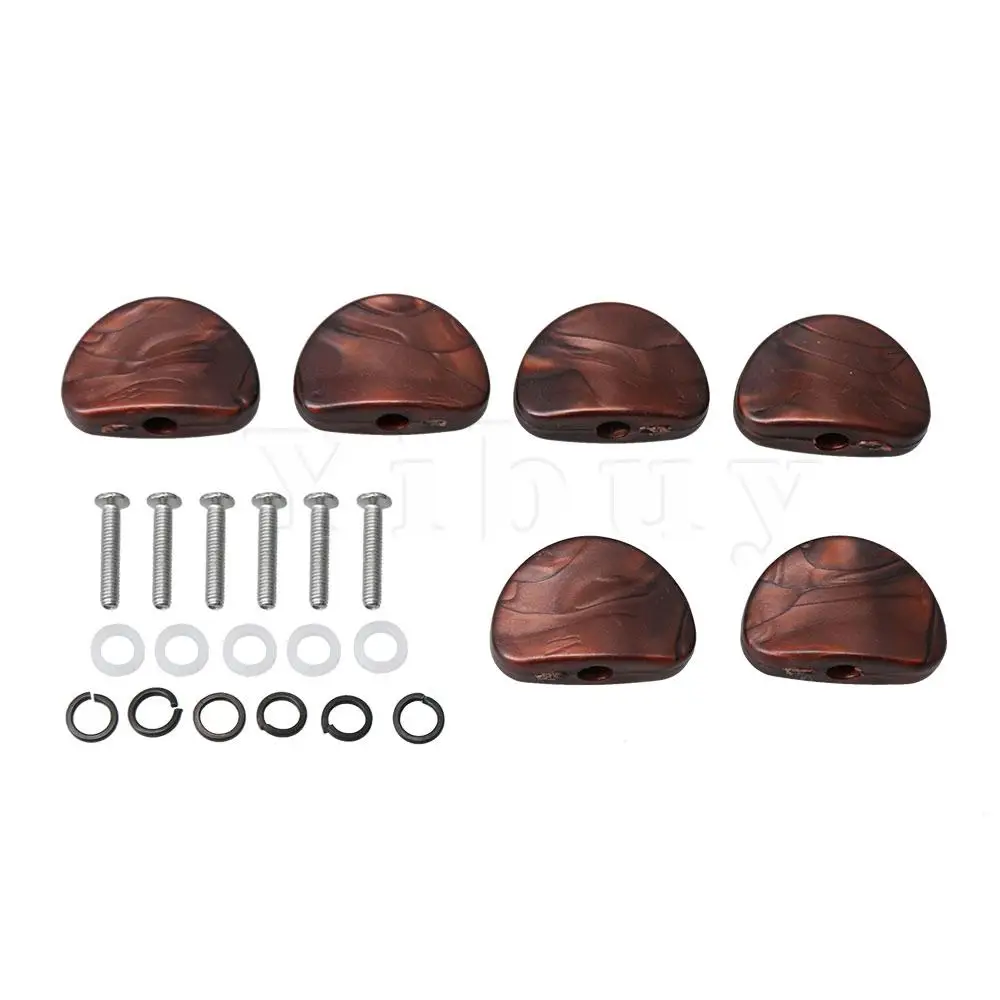 

Yibuy 6pcs Guitar Machine Head Buttons Red Pearl Tuning Key Semicircle Buttons