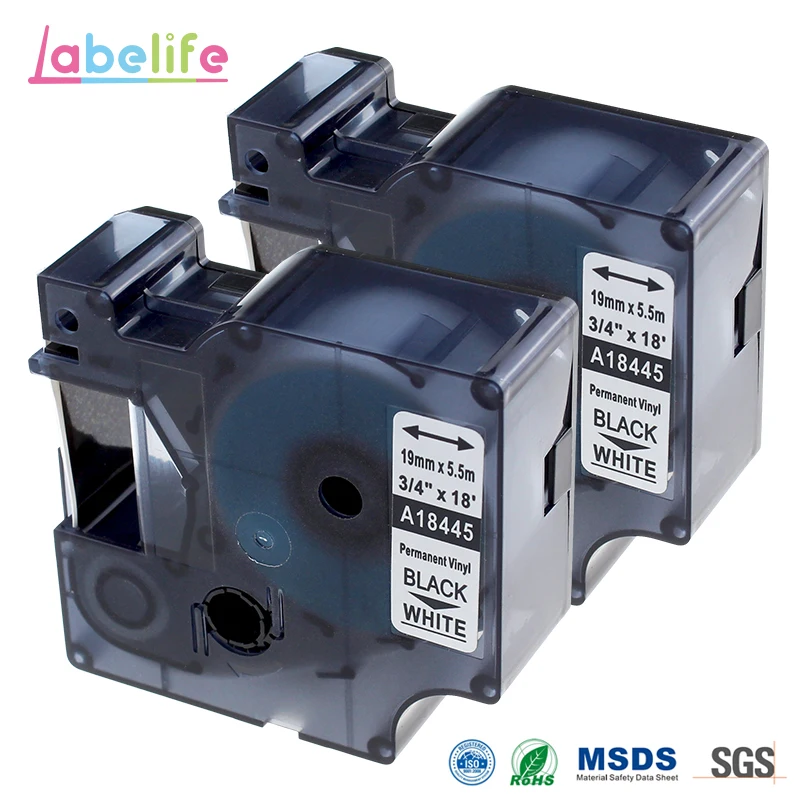 

2 Pack 18445 Rhino 19mm S0718620 IND Vinyl Labels Compatible White Vinyl Tape With Flexibility and Strong Adhesive