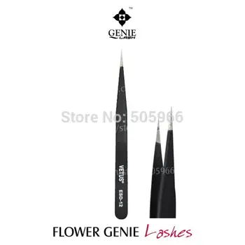 

ESD-12 10pcs/lot Anti Static Tweezers Hardened Stainless Steel Tweezers Used for Eyelash Extension False Lash Drafting
