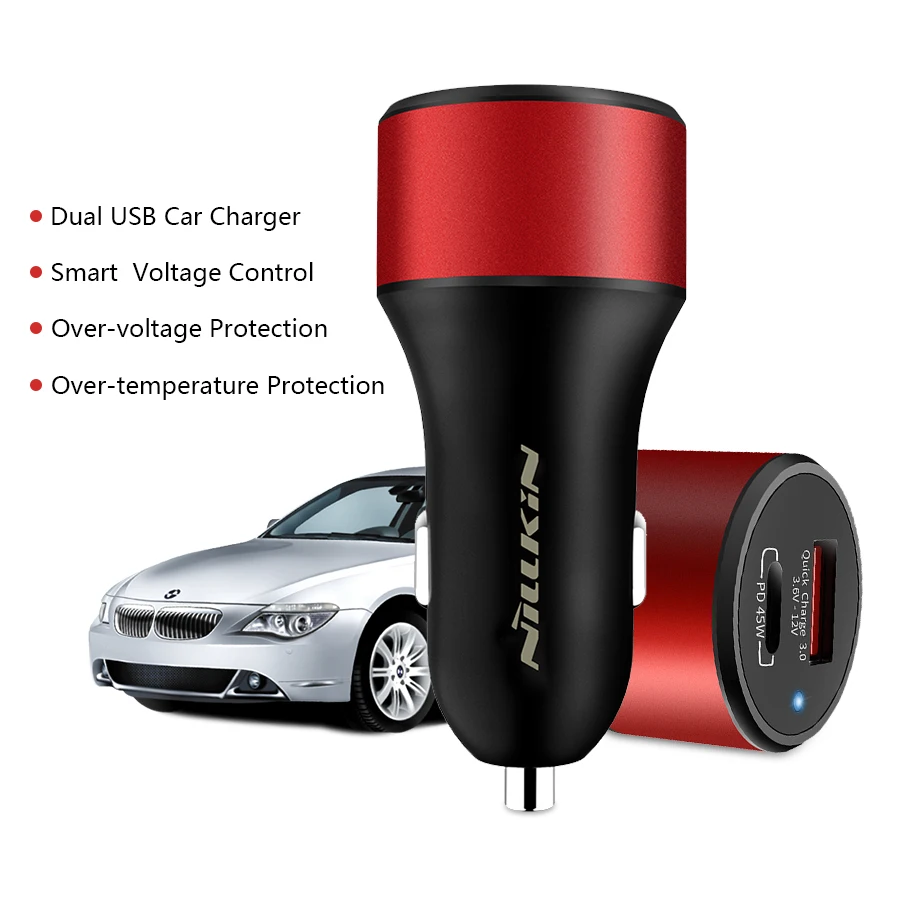 NILLKIN PD автомобильное зарядное устройство адаптер USB Quick Charge 3,0 зарядное устройство для мобильного телефона type C быстрое зарядное устройство для iPhone для samsung для xiaomi