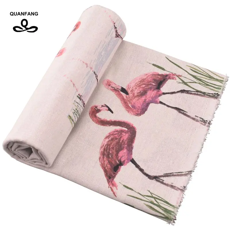 QUANFANG серия птиц Печать Хлопок льняная ткань для лоскутного шитья DIY Ткань для рукоделия для подушки дивана ткань полметра