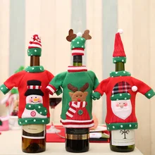Новые рождественские декоративные бутылки для вина, одежда, шапка, набор снеговиков, Санта Клаус, лося, год, Рождество, домашние вечерние декор для обеденного стола