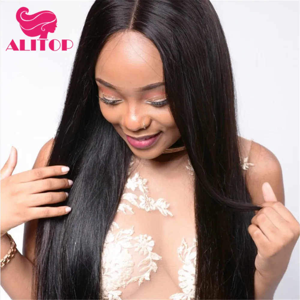 

ALITOP Brazilian Remy Lace Front Human Hair Wigs Women 180% Natural Straight 360 Lace Frontal Wig Pre Plucked Hairline Full End