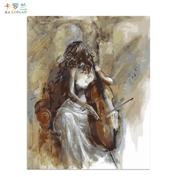 

Frameless Picture On Wall Acrylic Paint By Numbers Diy Painting Oil Painting abstract Coloring By Numbers Playing violin B941