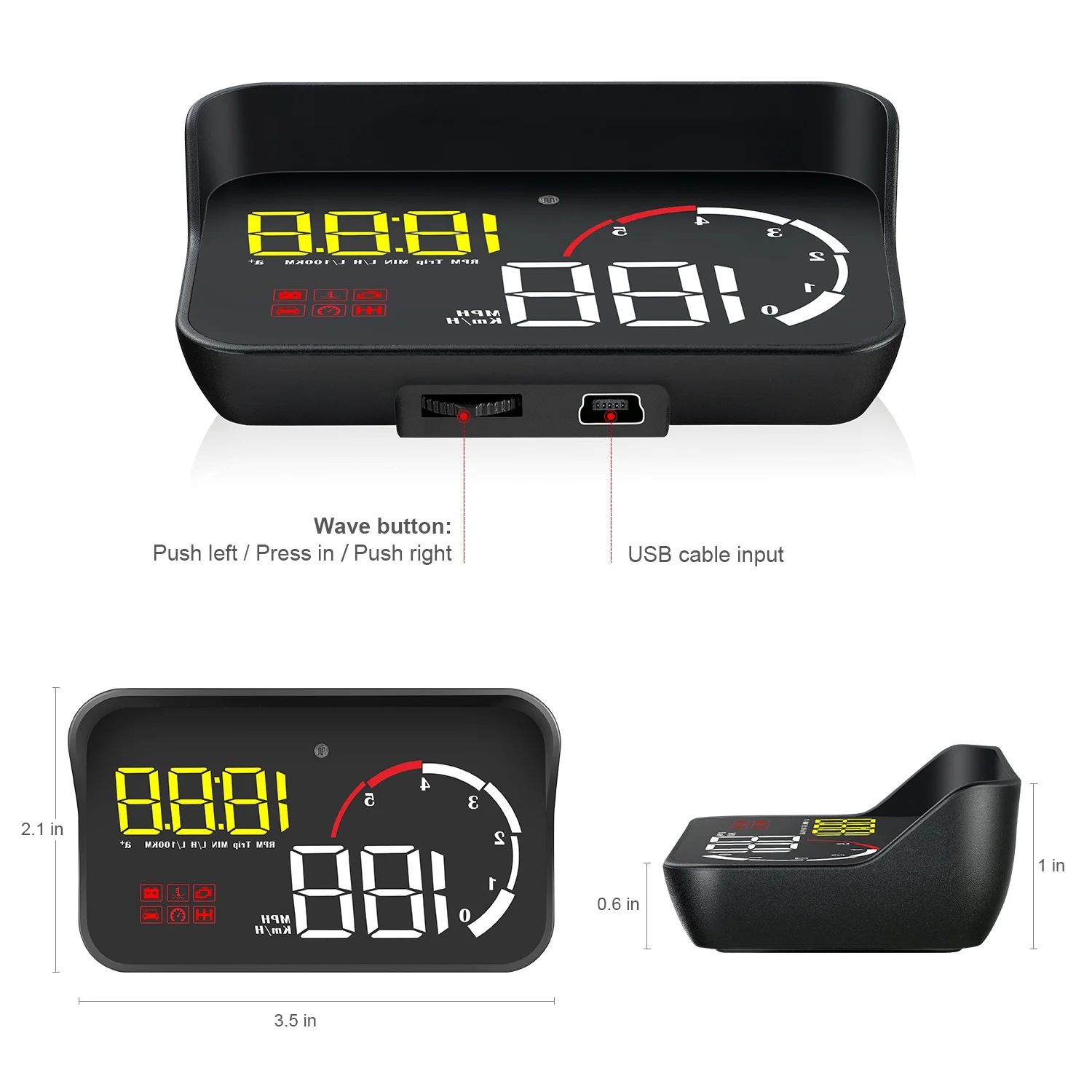 M10 Hud Car Obd2 Computer Head Up Display Obd Hud Digital Speedometer Windshield Projector Obdii Rpm Fatigue Driving Km/H Mph