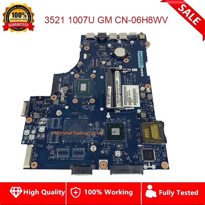 Para Dell inspiron 3521 15 5521 placa base SR109 1007U CPU DDR3 VAW00 LA-9104P CN-06H8WV 06H8WV 6H8WV placa base de computadora portátil de prueba 100%