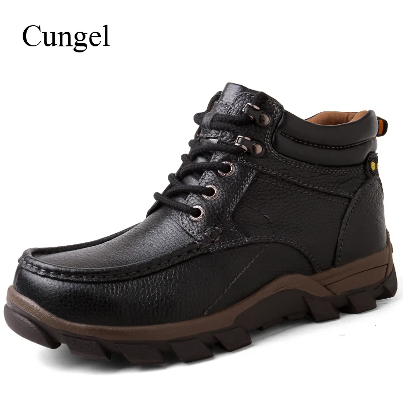Новые мужские зимние походные ботинки Cungel из натуральной кожи сохраняющие тепло