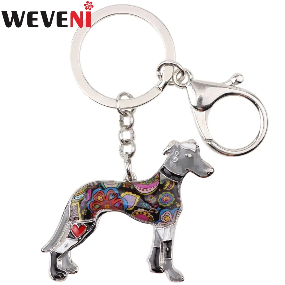 WEVENI эмалированный сплав Galgos грейхаунд собака брелок сумка для ключей