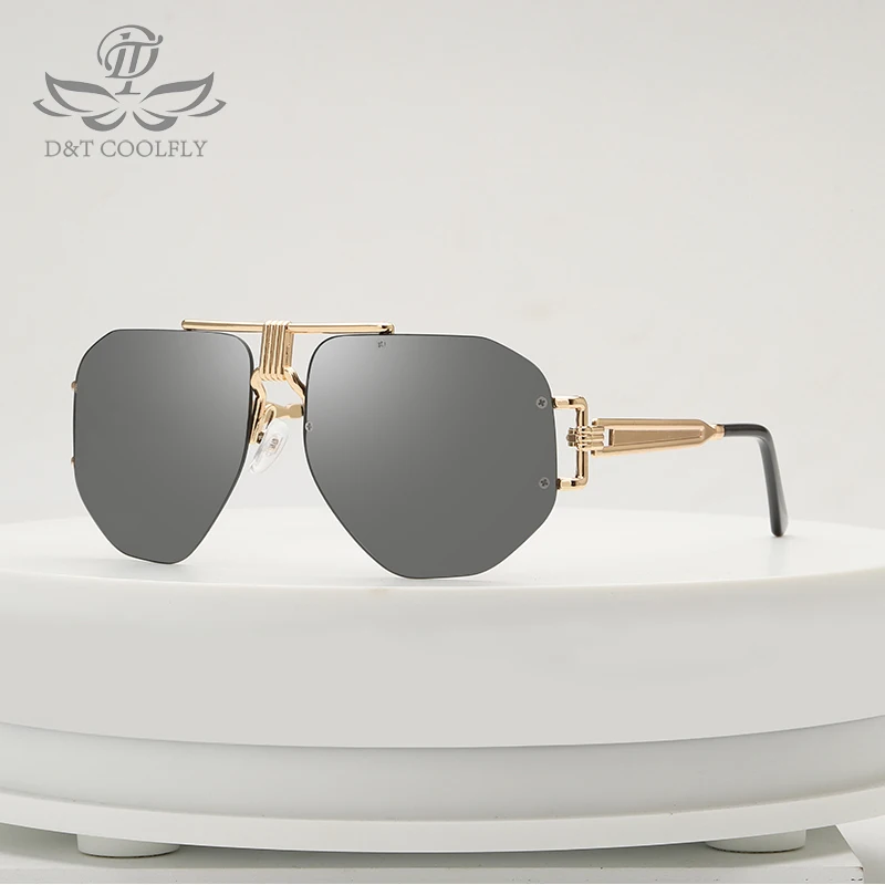 

D&T 2019 Fashion Shield Sunglasses Women Men Metal Frame Color Lens Vintage Luxury Brand Designer Alloy Tinted Sunglasses UV400