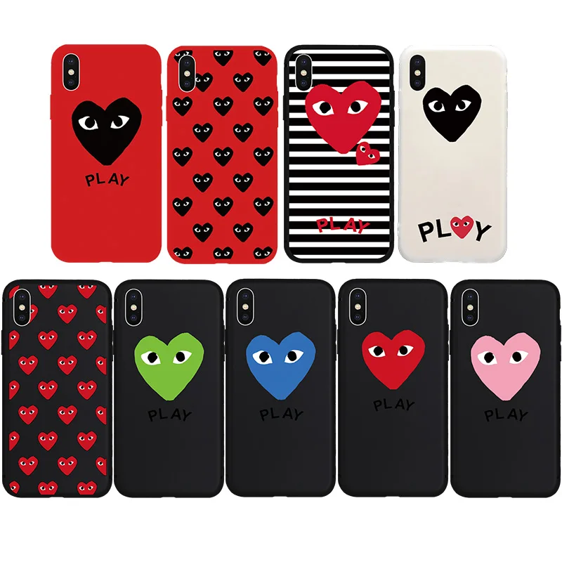 

Comme des Garcons CDG PLAY Soft Case for iPhone 8Plus 8 7Plus 7 6sPlus 6s 6Plus 6 X Xs XR Xs Max 5 5s SE Phone Cover Coque Hull