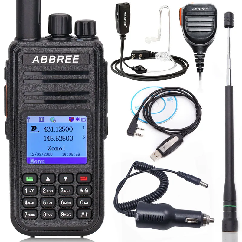 ABBREE AR-UV380 DMR цифровой аналоговый портативный рация(gps) Tier1 и Tier2 ретранслятор двухдиапазонный VHF/UHF радио сестра TYT MD-UV380 - Цвет: with gps add 5 acc