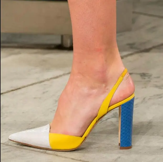 Bout De as Hauts Couleur Femmes Serpent Luxe Zapatos As Pompes Piste Talon Avec Mujer Patchwork Show Chunk Show Pointu Chaussures D'été Talons Photo wFqw6z