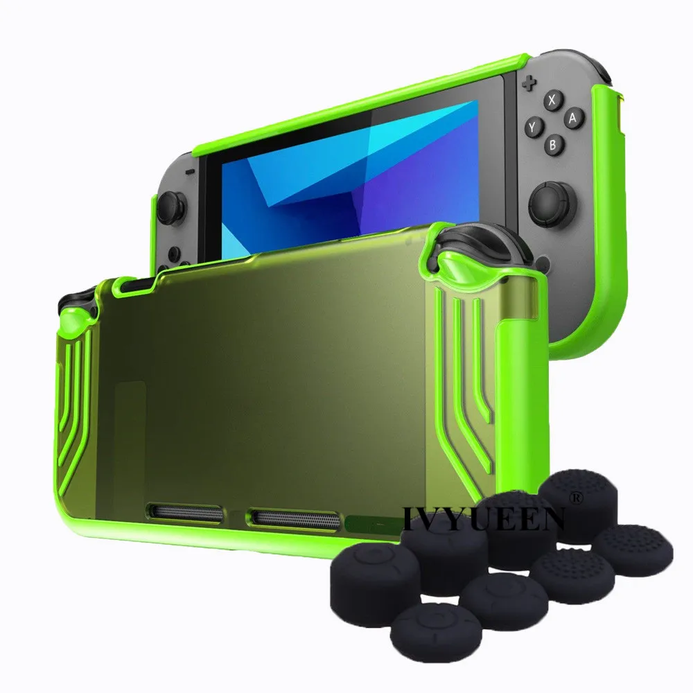 Чехол IVYUEEN для Nintendo Switch Console Premium Тонкий прозрачный гибридный защитный чехол из ТПУ для игровой оболочки-черный/зеленый/фиолетовый
