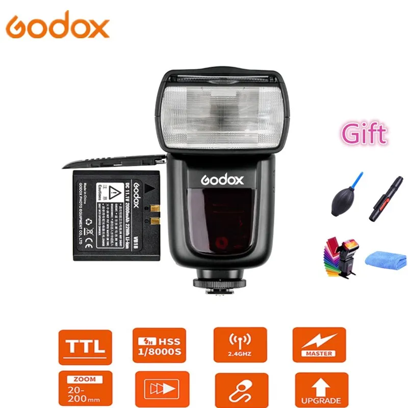 Godox Ving V860II-S V860II-N V860II-C V860II-F V860II-O синхроконтакта разъем для внешней вспышки типа ttl из быстрорежущей стали с литий-ионным Батарея для sony цифровой зеркальной камеры Nikon Canon Olympus Fujifilm