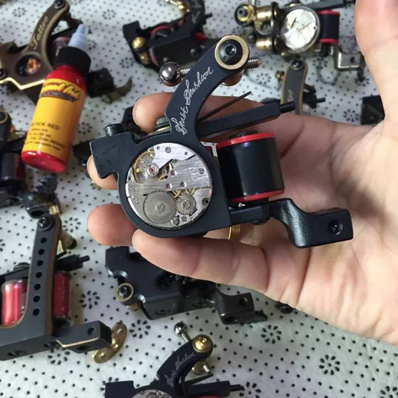 

Handmade Tattoo Gun 10 Wraps Coil Machine Iron Frame Hande Permanent Makeup Tatoo Machines Liner or Shader Tattoo Fram