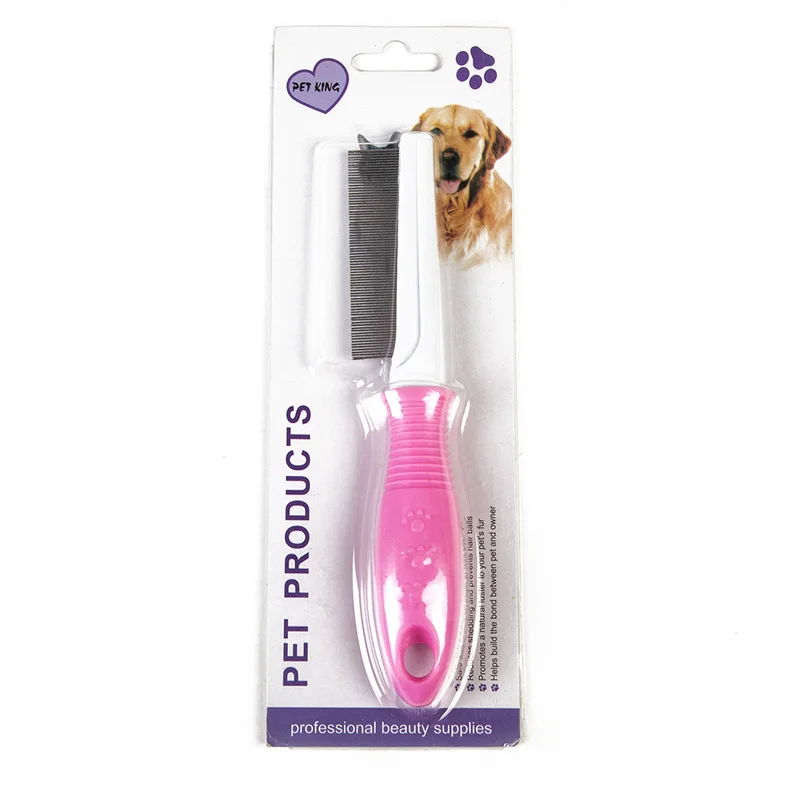 

XINAN Dog brush pet grooming tool dog hair removal comb brush plastic handle high and low comb flea comb Q9410