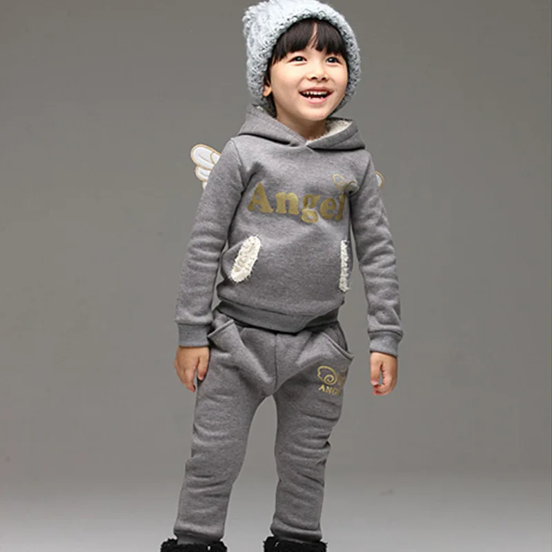 Goede V TREE Kinderen Kleding Set Fleece Sport Pak Voor Jongen Winter Peuter Kostuums Voor Meisjes Vleugels Kinderen Trainingspak Baby School Kostuum