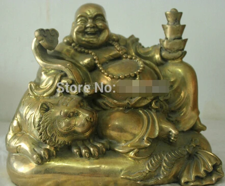 free shipping Chinese Folk Culture Handmade Old Bronze Brass Statue Maitreya Buddha Sculpture | Дом и сад